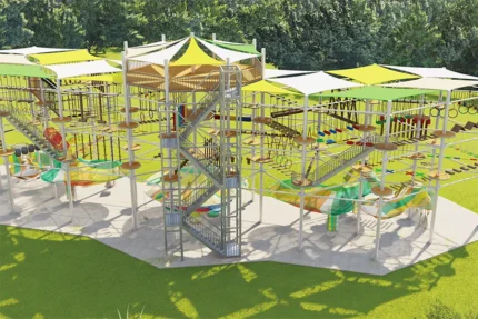 High-Altitude Adventure Tower multi-level climbing and obstacle zone