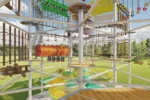 Interior view of High-Altitude Adventure Tower adventure challenge area