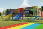 Matrix Rope Net Playground with spiral slide and shade sail